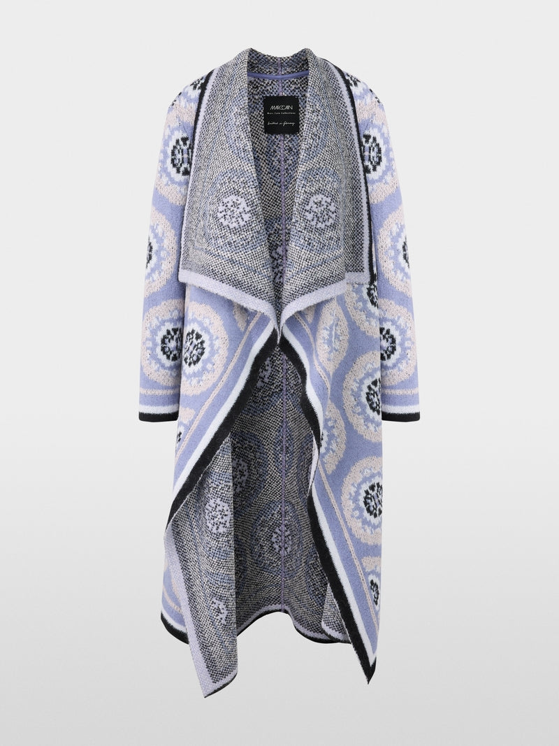 Violet Knitted Wool Coat with Pattern
