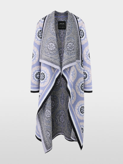 Violet Knitted Wool Coat with Pattern