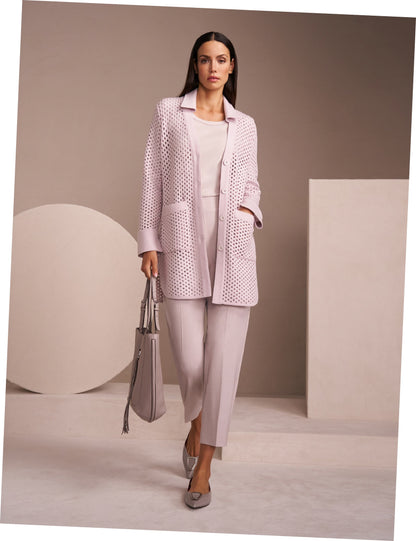Marc Cain Virgin Wool Knitted Mesh-look Cardigan