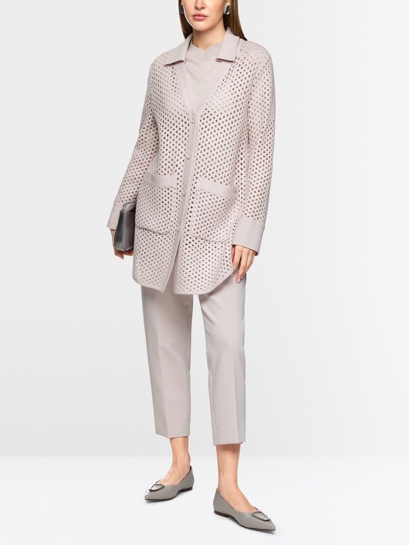 Marc Cain Virgin Wool Knitted Mesh-look Cardigan