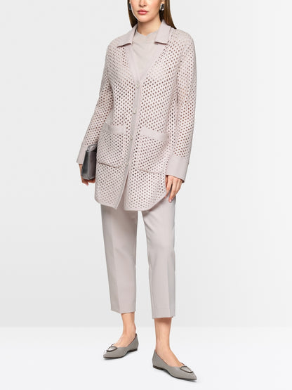 Marc Cain Virgin Wool Knitted Mesh-look Cardigan