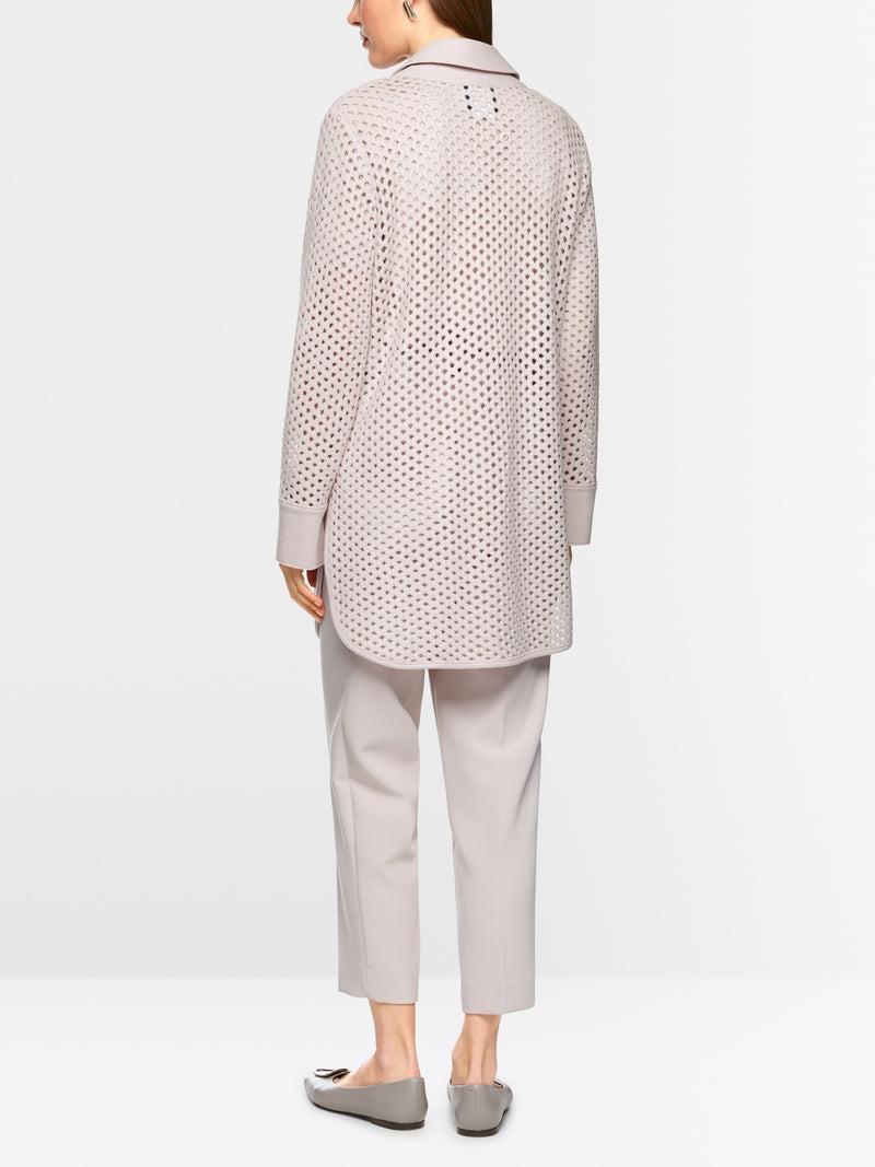 Marc Cain Virgin Wool Knitted Mesh-look Cardigan