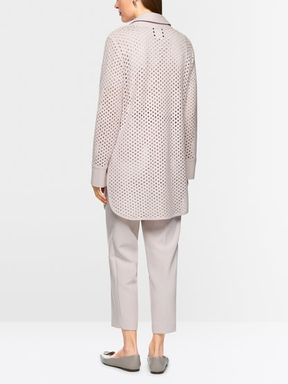 Marc Cain Virgin Wool Knitted Mesh-look Cardigan