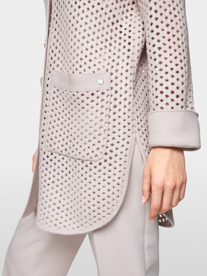 Marc Cain Virgin Wool Knitted Mesh-look Cardigan