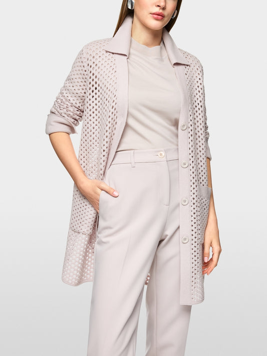Marc Cain Virgin Wool Knitted Mesh-look Cardigan