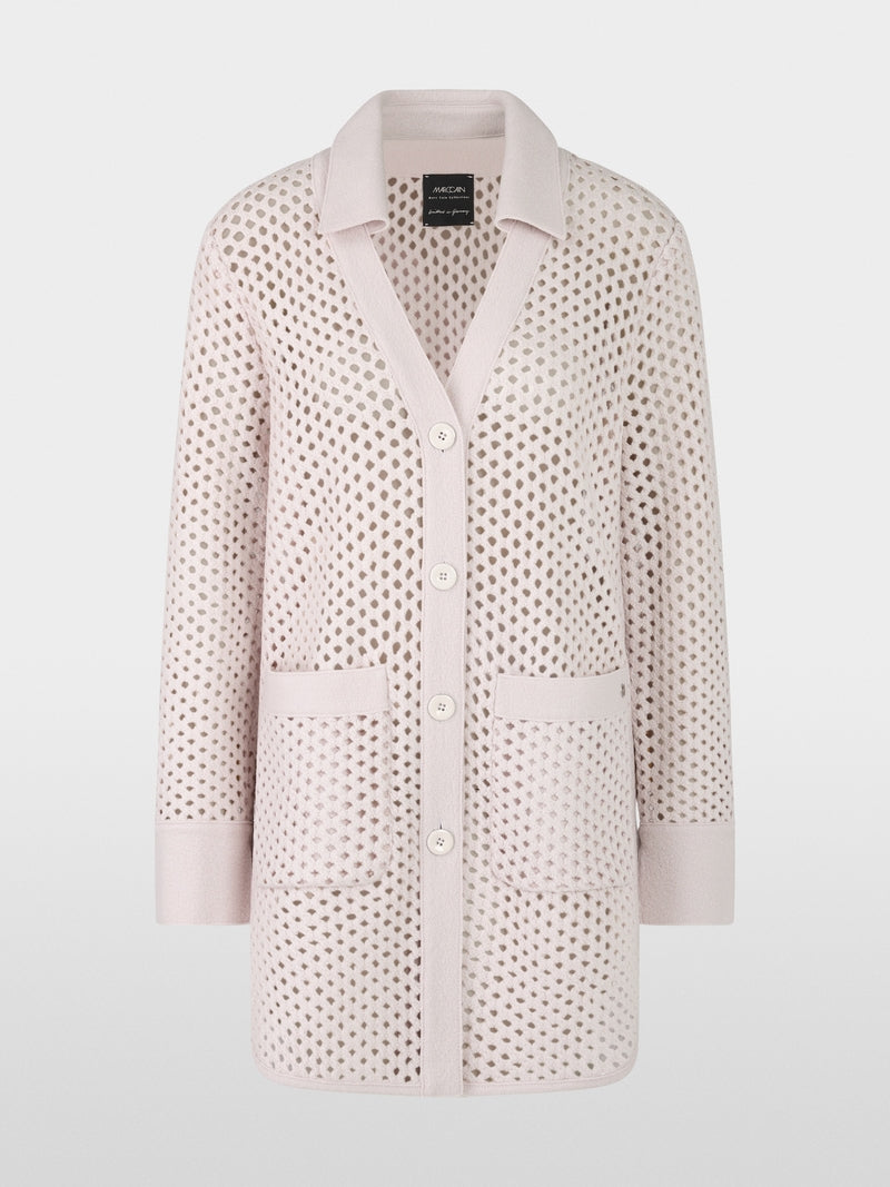Marc Cain Virgin Wool Knitted Mesh-look Cardigan