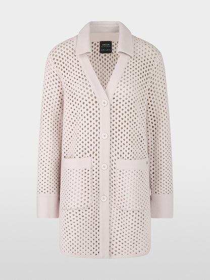 Marc Cain Virgin Wool Knitted Mesh-look Cardigan