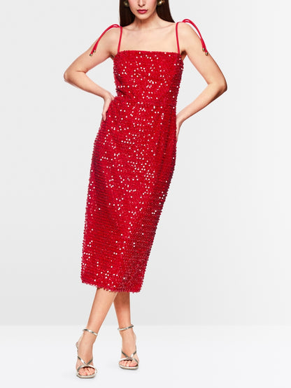 Marc Cain Red Glittering Sequin Dress