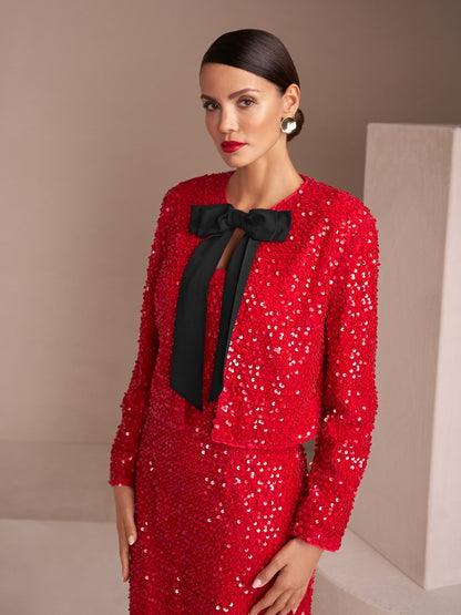 Marc Cain Red Glittering Sequin Dress