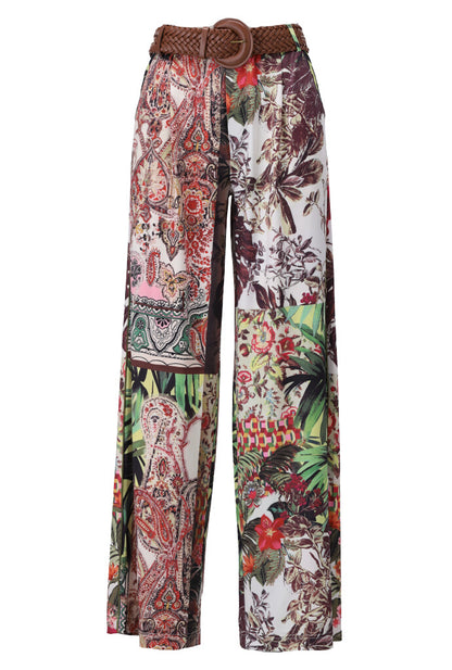 Bold Multi-Pattern Wide-Leg Trousers A331