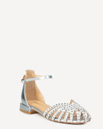 Load image into Gallery viewer, Silver Flat Sandals with Rhinestones V23200
