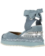 Load image into Gallery viewer, Sage suede sandal with wrap style and diamantes
