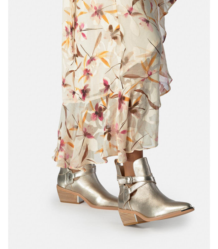 Metallic Effect Ankle Boots