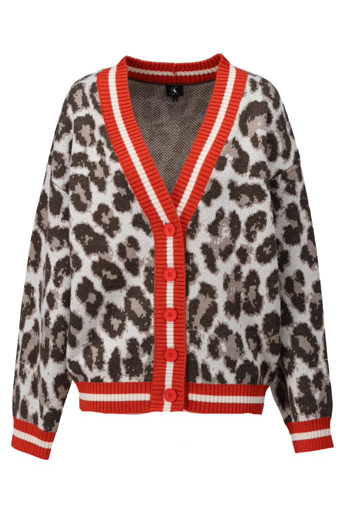 Red-Trim Leopard Cardigan B816 Lucindas