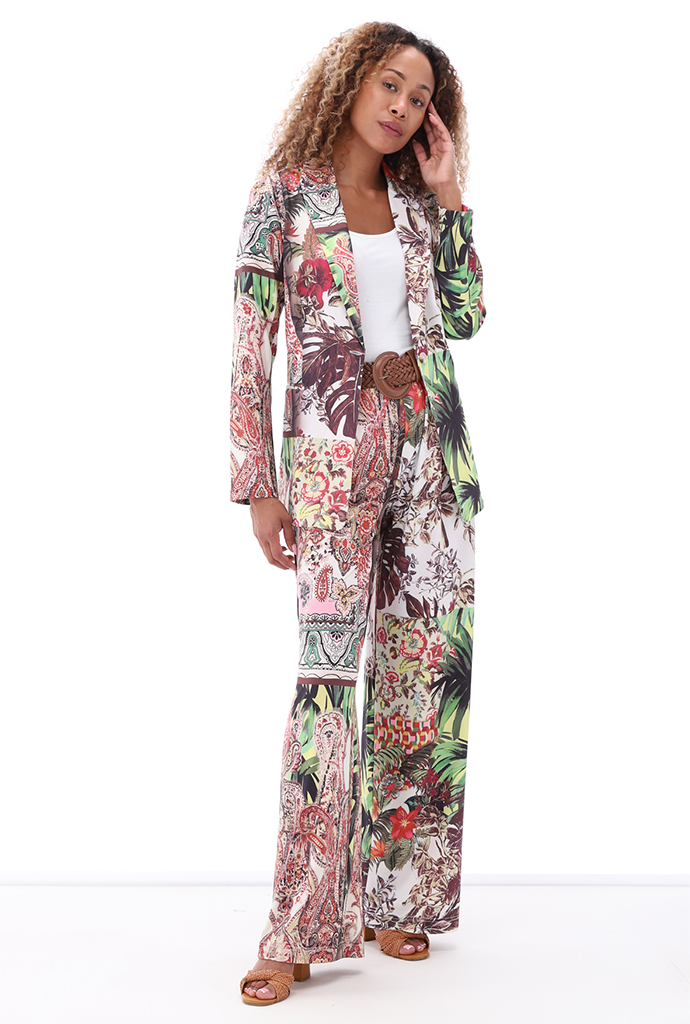 Bold Multi-Pattern Wide-Leg Trousers A331