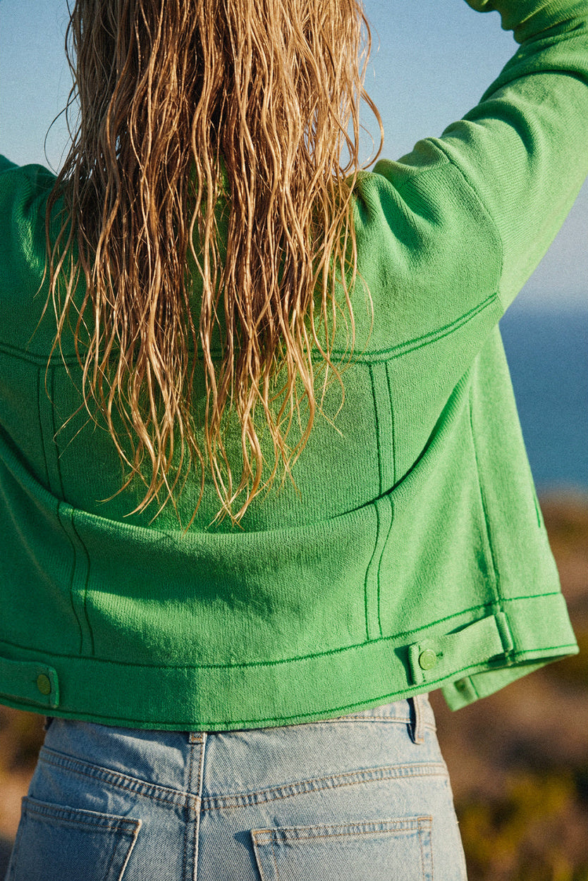 Neon Pink Knit  Wool Jacket
