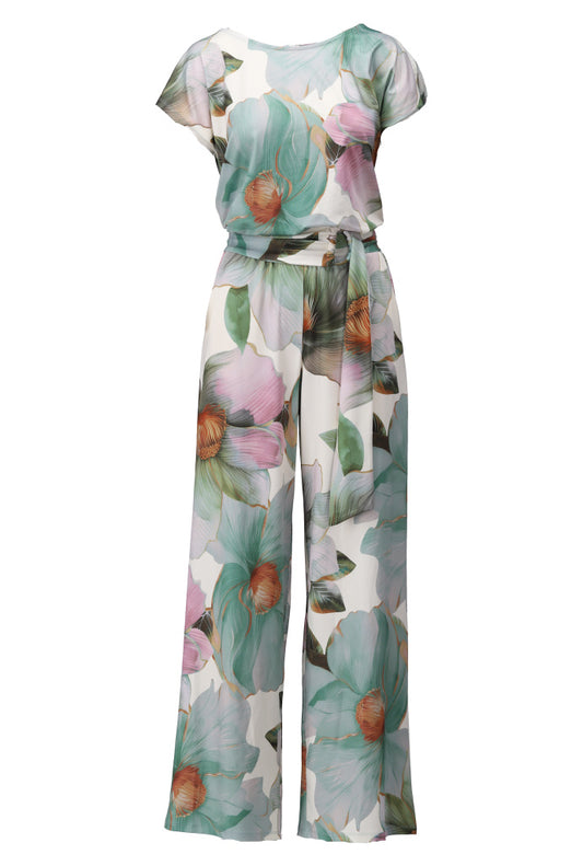 Vibrant Floral Print Wide Leg Jumpsuit - Lucindas on-line
