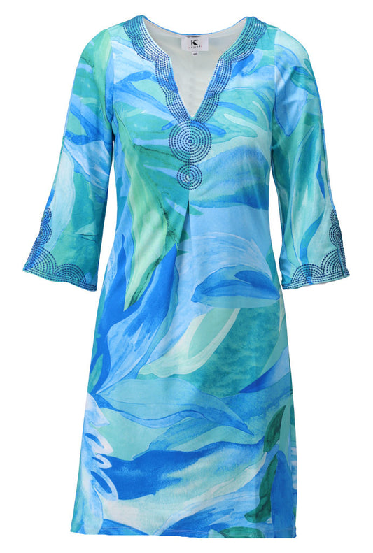 K-Design Aqua Floral Tunic Dress