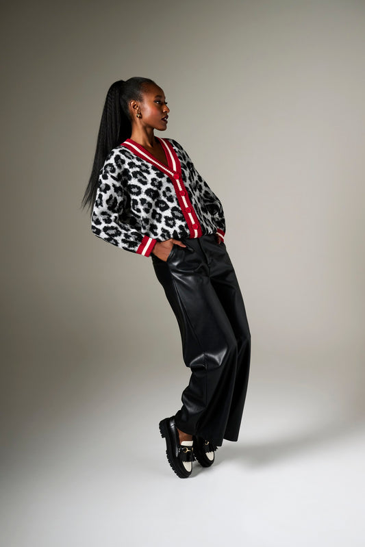 Red-Trim Leopard Cardigan B816 Lucindas