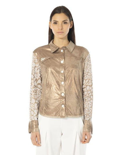 Mordoré Shirt with Devoré Detailed Sleeves