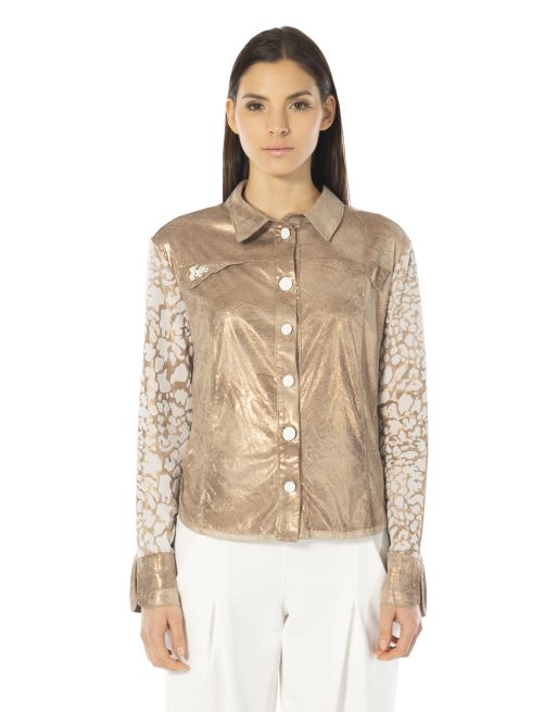 Mordoré Shirt with Devoré Detailed Sleeves