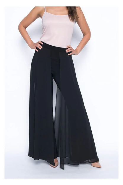 Black Georgette Panel Trousers