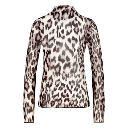 Animal Print Mesh Print Top 808119