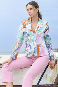 Pastel Botanical Print Blazer 24608