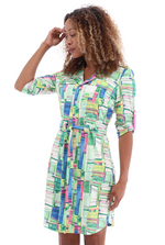 Load image into Gallery viewer, Colourful Geometric Pattern Shirt Dress A213

