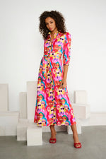 Load image into Gallery viewer, Artistic Button Up Maxi Dress A313
