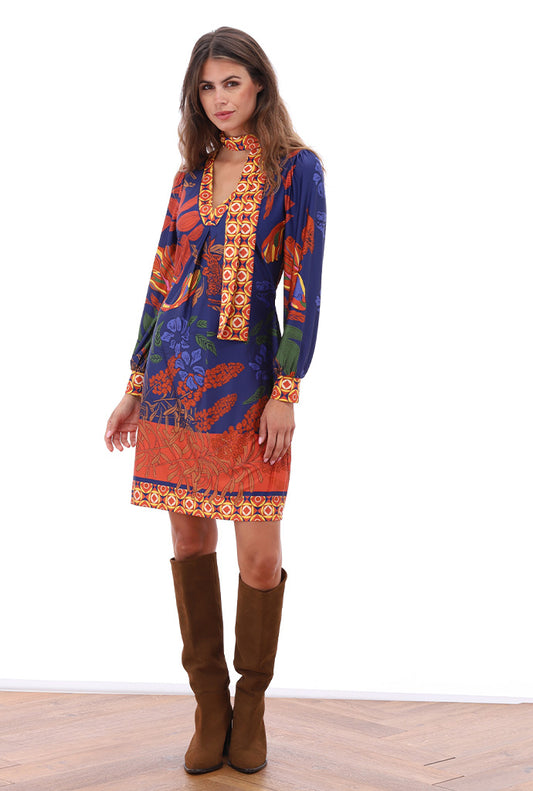 Boho Bloom V-Neck Mini Dress B120