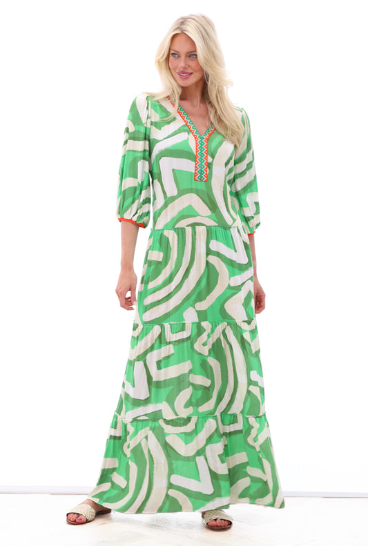 K-Design Green Abstract Print Maxi Dress