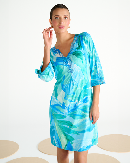 K-Design Aqua Floral Tunic Dress