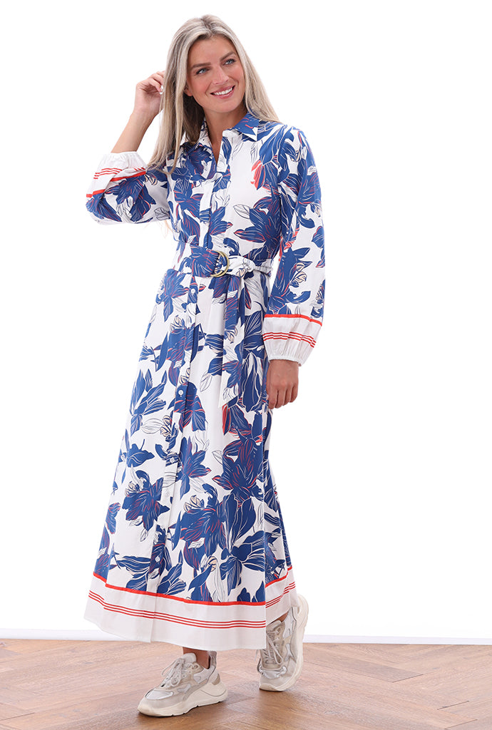 Navy Floral Cotton Maxi Dress  Lucindas on-line