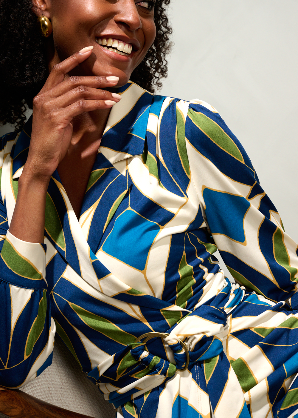 K-Design Bold Geometric Wrap Maxi Dress Z364