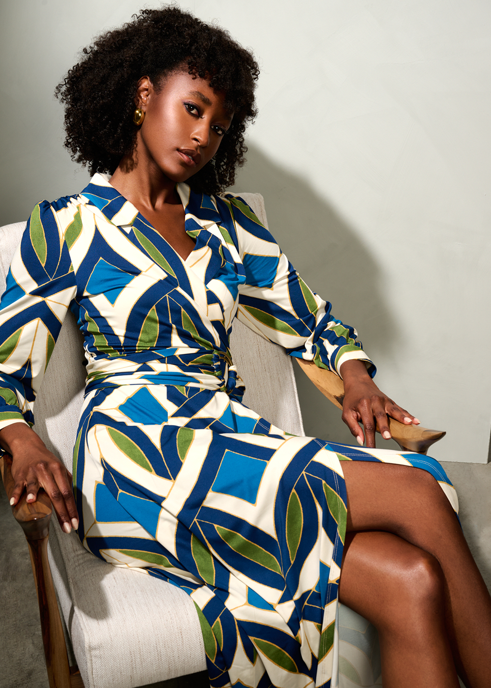 K-Design Bold Geometric Wrap Maxi Dress Z364