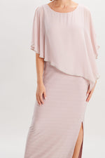 Load image into Gallery viewer, Shimmery Ribbed Gown with Sheer Overlay 179257 - Lucindas on-line
