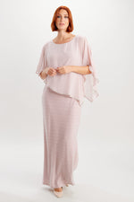Load image into Gallery viewer, Shimmery Ribbed Gown with Sheer Overlay 179257 - Lucindas on-line
