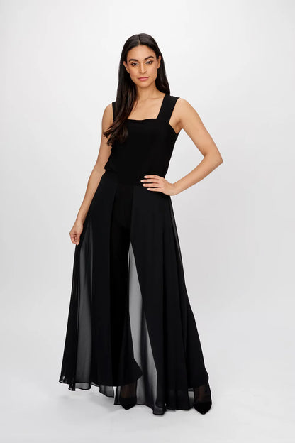Black Georgette Panel Trousers