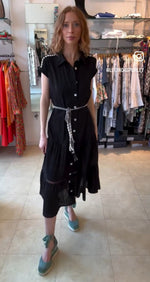 Load image into Gallery viewer, Black Broderie Anglaise Midi Dress ITO001
