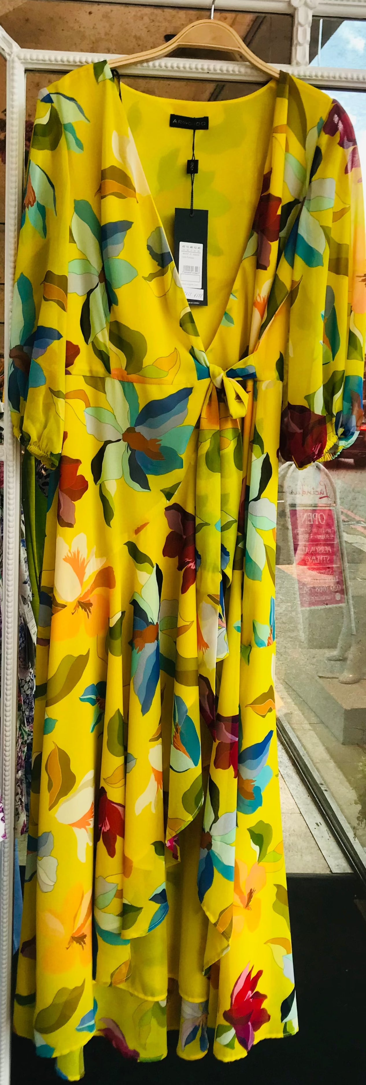 All-over Yellow Floral Wrap Dress 46591