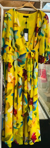All-over Yellow Floral Wrap Dress 46591