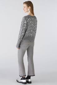 Grey Wool Mix Jumper with Silver sequins