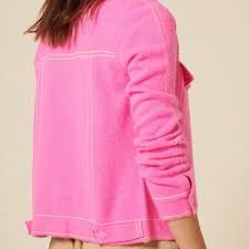 Neon Pink Knit  Wool Jacket