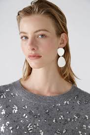 Grey Wool Mix Jumper with Silver sequins
