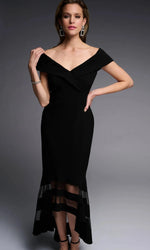 Load image into Gallery viewer, Sheer Panel Off shoulder Trumpet Dress 223743
