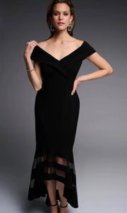 Sheer Panel Off shoulder Trumpet Dress 223743