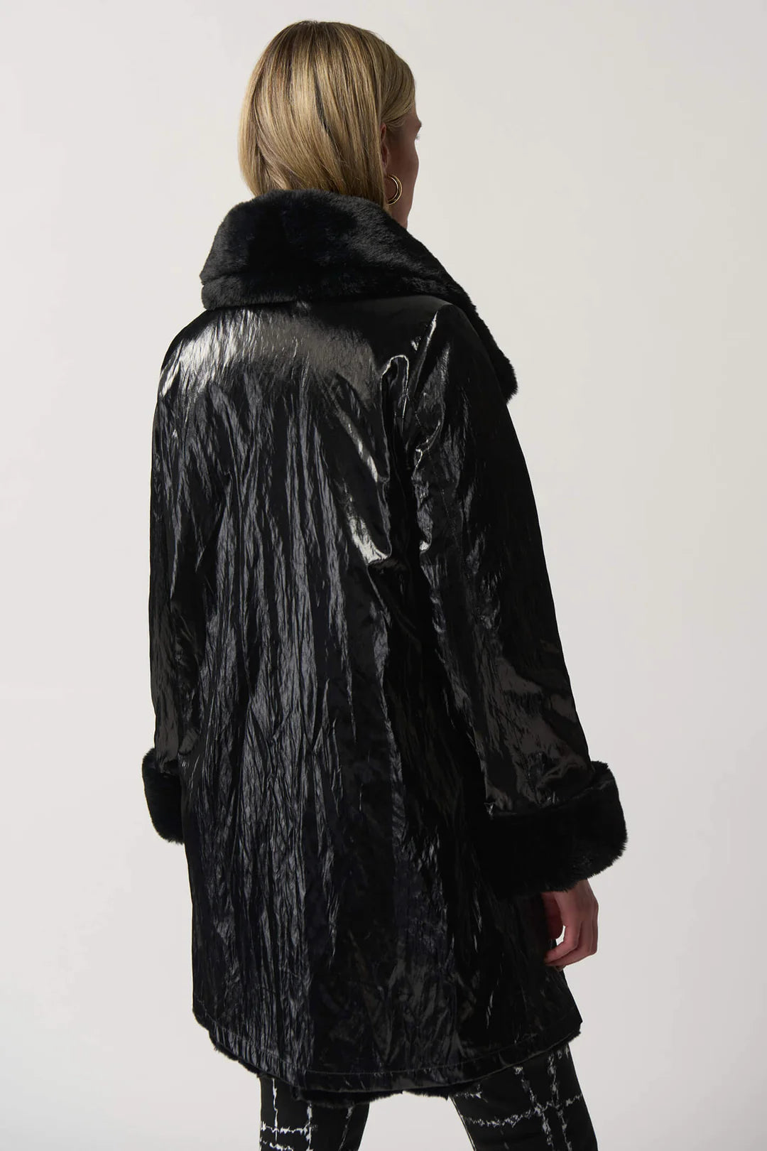 Black Faux Fur Reversible Coat 233900