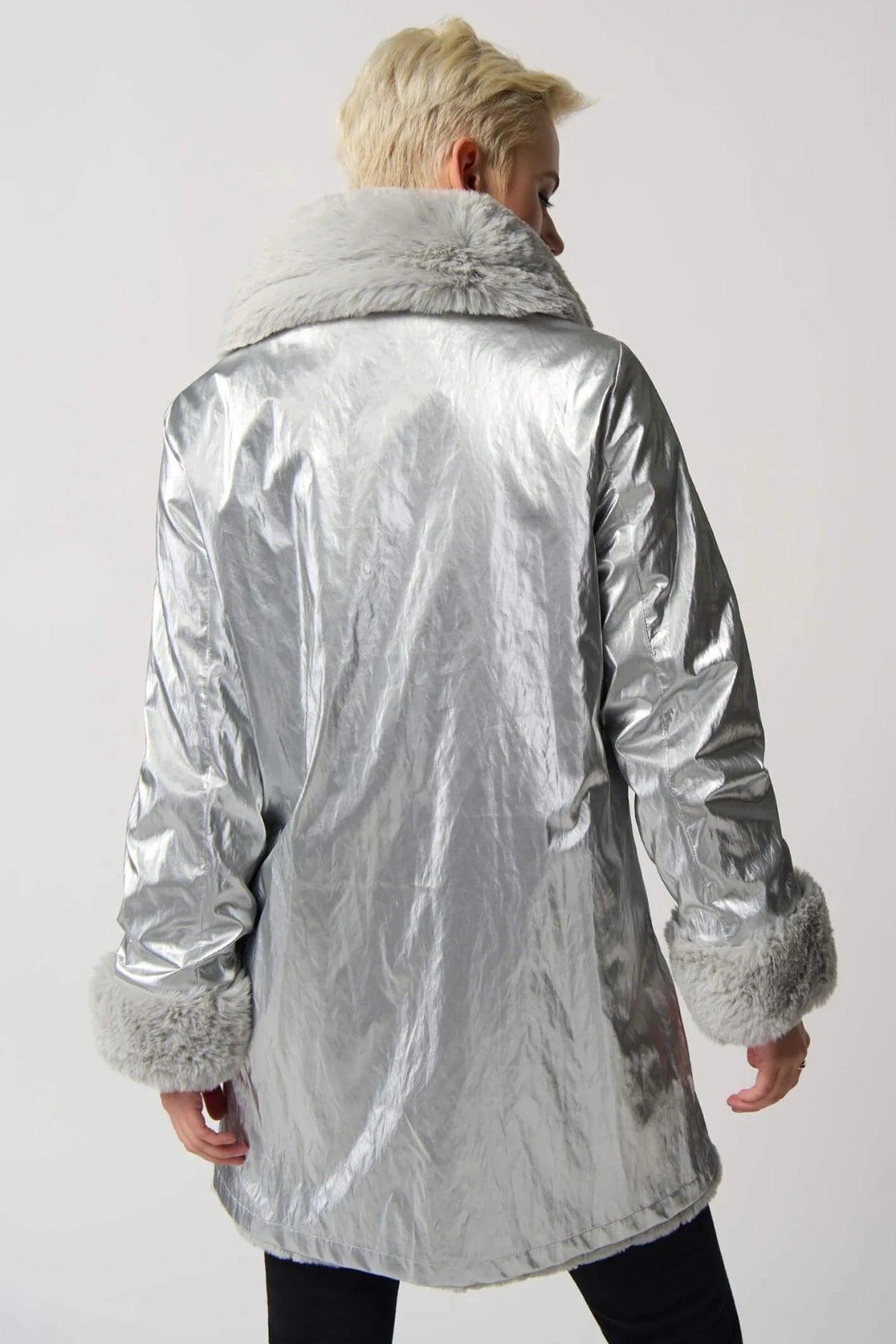 Silver Faux Fur Reversible Coat 233900