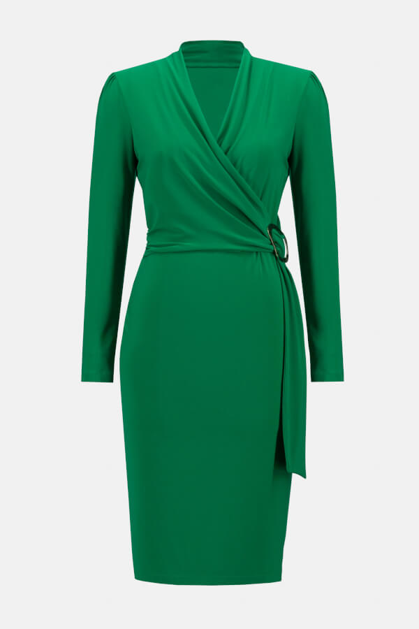 Joseph Ribkoff Green Wrap Buckle Dress 233119